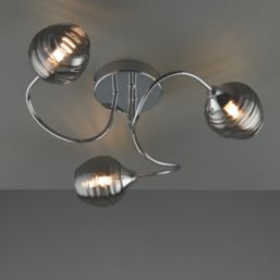 Quay Design Leonie LED 3-Light Semi-Flush Ceiling Light Chrome 6W 200lm