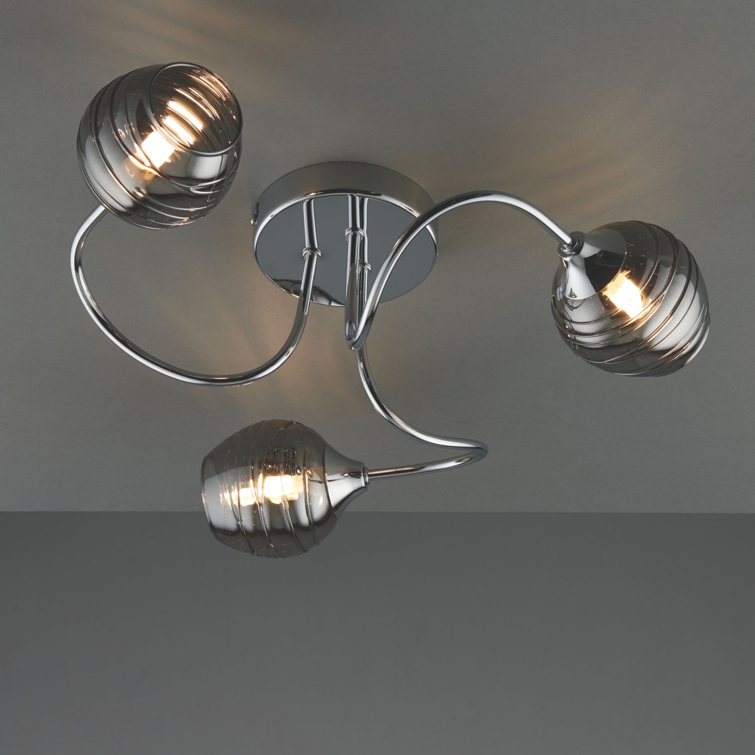 Quay Design Leonie LED 3-Light Semi-Flush Ceiling Light Chrome 6W 200lm (837VH)
