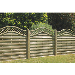 Forest Prague  Lattice Curved Top Fence Panels Natural Timber 6' x 6' Pack of 9