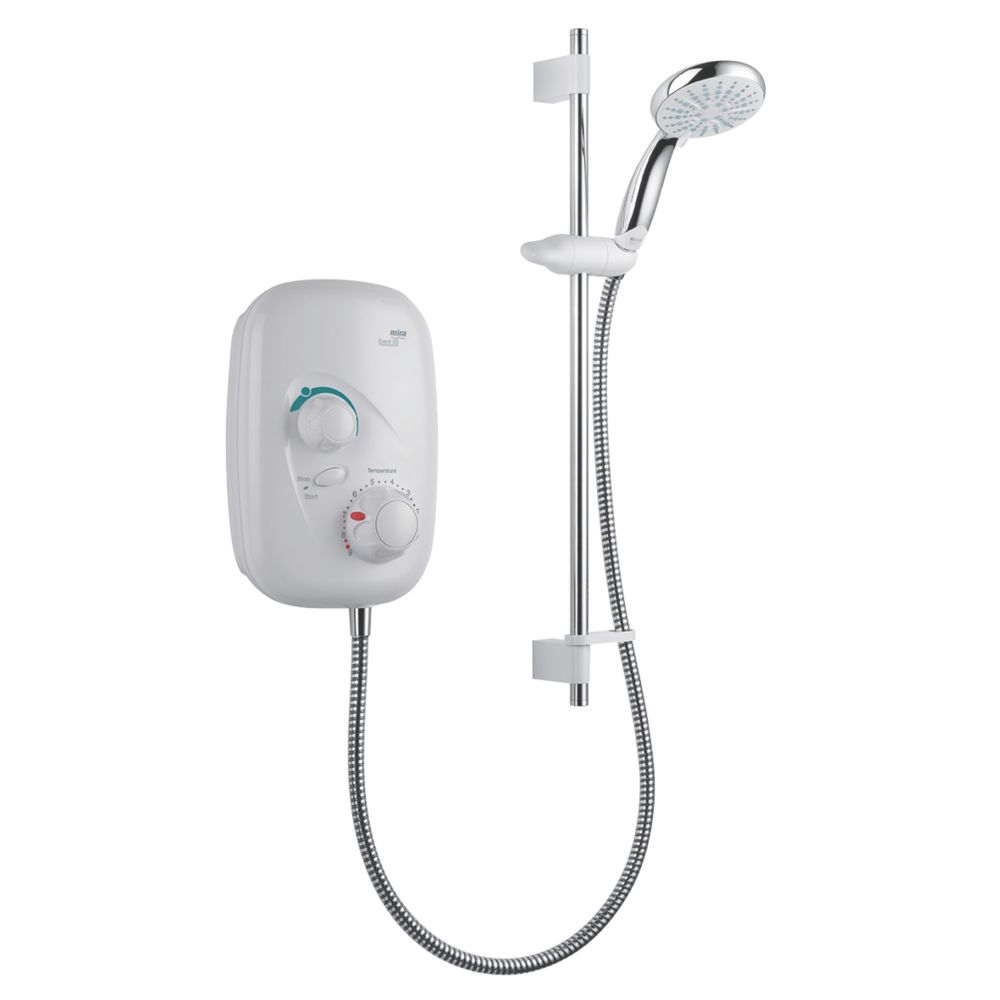 Mira Event XS Rear-Fed White Thermostatic Power Shower | Showers | Screwfix.com