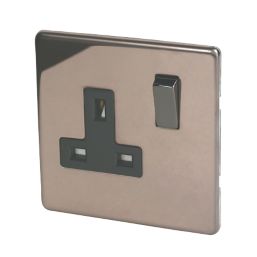 Varilight  13AX 1-Gang DP Switched Plug Socket Polished Bronze  with Black Inserts