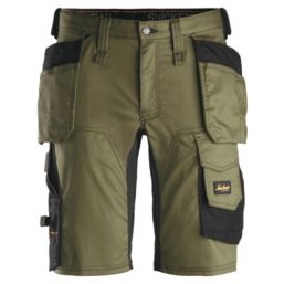 Snickers 6141 Stretch Work Shorts Khaki Green / Black 38" W