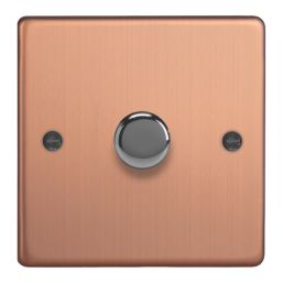 Varilight V-Pro 1-Gang 2-Way LED Dimmer Switch  Brushed Copper with Colour-Matched Inserts