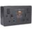 British General  Black 13A 2-Gang SP Switched Metal Clad Type A RCD Socket On/Off Indicator with Colour-Matched Inserts