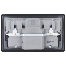 British General  Black 13A 2-Gang SP Switched Metal Clad Type A RCD Socket On/Off Indicator with Colour-Matched Inserts