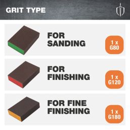 Magnusson  80/120/180 Grit Multi-Material Sanding Sponge 100mm x 68mm 3 Piece Set