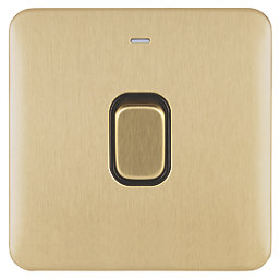 Schneider Electric Lisse Deco 20AX 1-Gang DP Control Switch Satin Brass with LED with Black Inserts