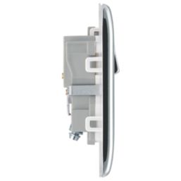 British General Nexus Metal 13A 1-Gang DP Switched Plug Socket Polished Chrome  with White Inserts