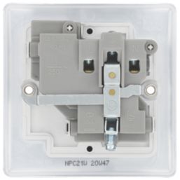 British General Nexus Metal 13A 1-Gang DP Switched Plug Socket Polished Chrome  with White Inserts
