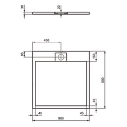 Ideal Standard i.life Ultraflat S E2965FR Square Shower Tray Pure White 900mm x 900mm x 30mm