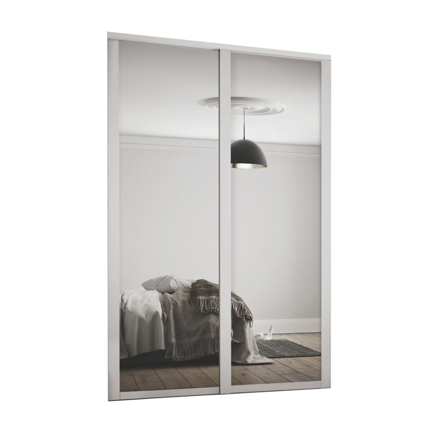 Spacepro 2-Door Sliding Wardrobe Door Kit Dove Grey Frame Mirror Panel 1449mm x 2260mm (838KF)
