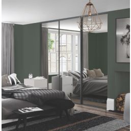 Spacepro Classic 3-Door Sliding Wardrobe Door Kit Graphite Frame Mirror Panel 1760mm x 2260mm