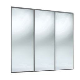 Spacepro Classic 3-Door Sliding Wardrobe Door Kit Graphite Frame Mirror Panel 1760mm x 2260mm
