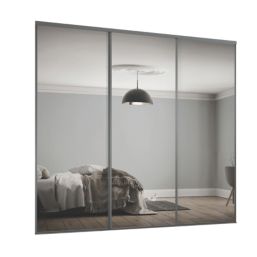 Spacepro Classic 3-Door Sliding Wardrobe Door Kit Graphite Frame Mirror Panel 1760mm x 2260mm