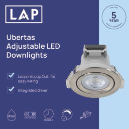 LAP Ubertas Tilt  LED Downlights Brushed Nickel 4W 420lm 10 Pack