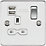 Knightsbridge  13A 1-Gang SP Switched Socket + 2.4A 2-Outlet Type A USB Charger Polished Chrome with White Inserts