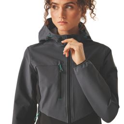 Regatta Ada Womens Stretch Softshell Jacket Seal Grey/Black Size 8
