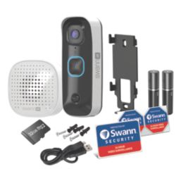 Swann SwannBuddy4K Wired or Wireless Smart Video Doorbell & Chime Black with White sides
