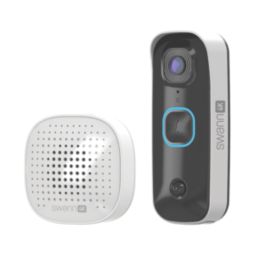 Swann SwannBuddy4K Wired or Wireless Smart Video Doorbell & Chime Black with White sides