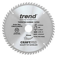 Trend CraftPo CSB/21060TC Wood Thin Kerf Circular Saw Blade for Cordless Saws 210 x 30mm 60T