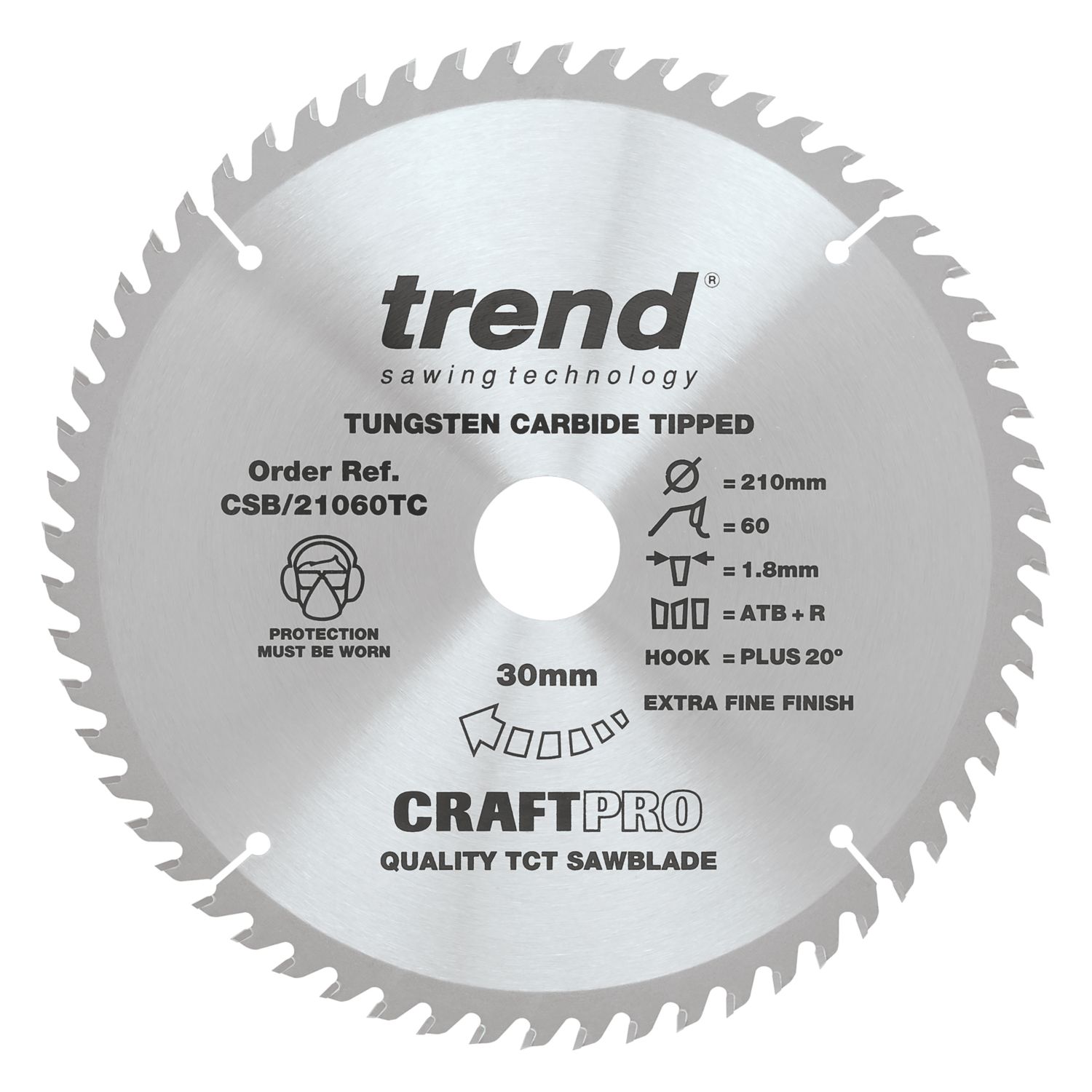 Trend CSB/21060TC Wood Thin Kerf Circular Saw Blade for Cordless Saws 210mm x 30mm 60T (838XG)