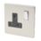 Varilight  13AX 1-Gang DP Switched Plug Socket Satin Chrome  with Black Inserts