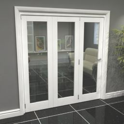 Green & Taylor  3-Door 1-Clear Light Primed White Wooden Shaker Internal Bi-Fold Door 2060mm x 1905mm