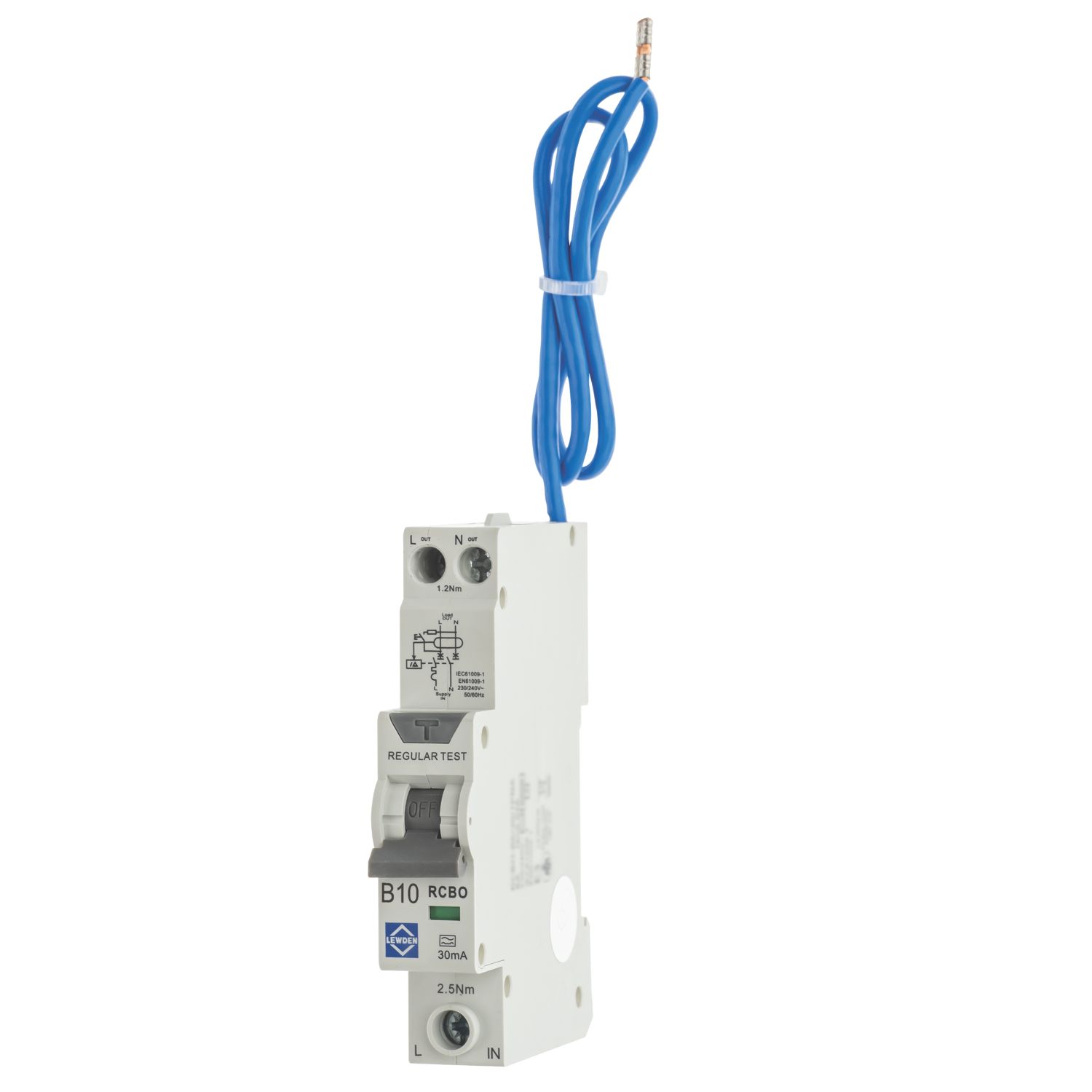 Lewden 10A 30mA Type A 1+N B Curve Compact RCBO (839HM)