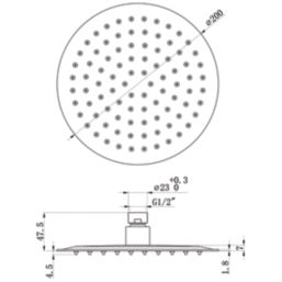 Highlife Bathrooms  Swivel & Tilt Round Rainfall Shower Head Brushed Brass 200mm
