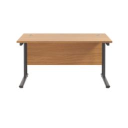 TC Group Aztec Twin Upright Rectangular Office Desk Nova Oak/Black ...
