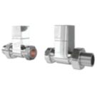 ETAL Swelt 15mm x 1/2" Chrome Straight Designer Manual Radiator Valve Head & Body  2 Pack
