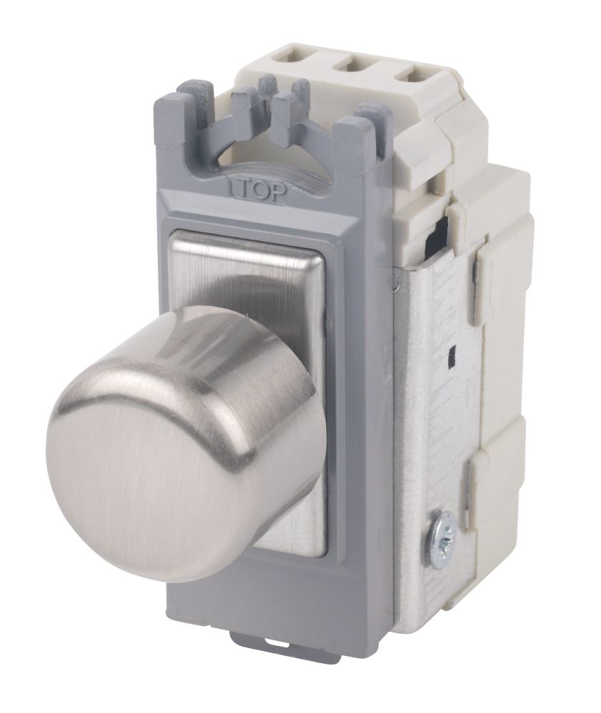Varilight V-Pro 2-Way LED Grid Dimmer Switch Brushed Steel with Colour-Matched Inserts