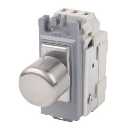 Varilight V-Pro 2-Way LED Grid Dimmer Switch Brushed Steel with Colour-Matched Inserts