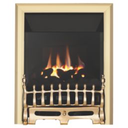 Focal Point Blenheim Brass Rotary Control Inset Gas High Efficiency Fire 500mm x 125mm x 585mm