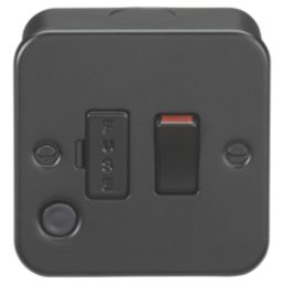 Knightsbridge  13A Switched Metal Clad Fused Spur & Flex Outlet  Black
