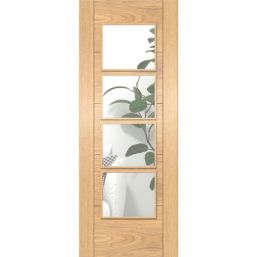 Green & Taylor  1-Clear Light Satin Lacquered Oak Wooden Ladder Internal Glazed Door 1981mm x 762mm