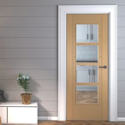 Green & Taylor  1-Clear Light Satin Lacquered Oak Wooden Ladder Internal Glazed Door 1981mm x 762mm