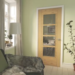 Green & Taylor  1-Clear Light Satin Lacquered Oak Wooden Ladder Internal Glazed Door 1981mm x 762mm