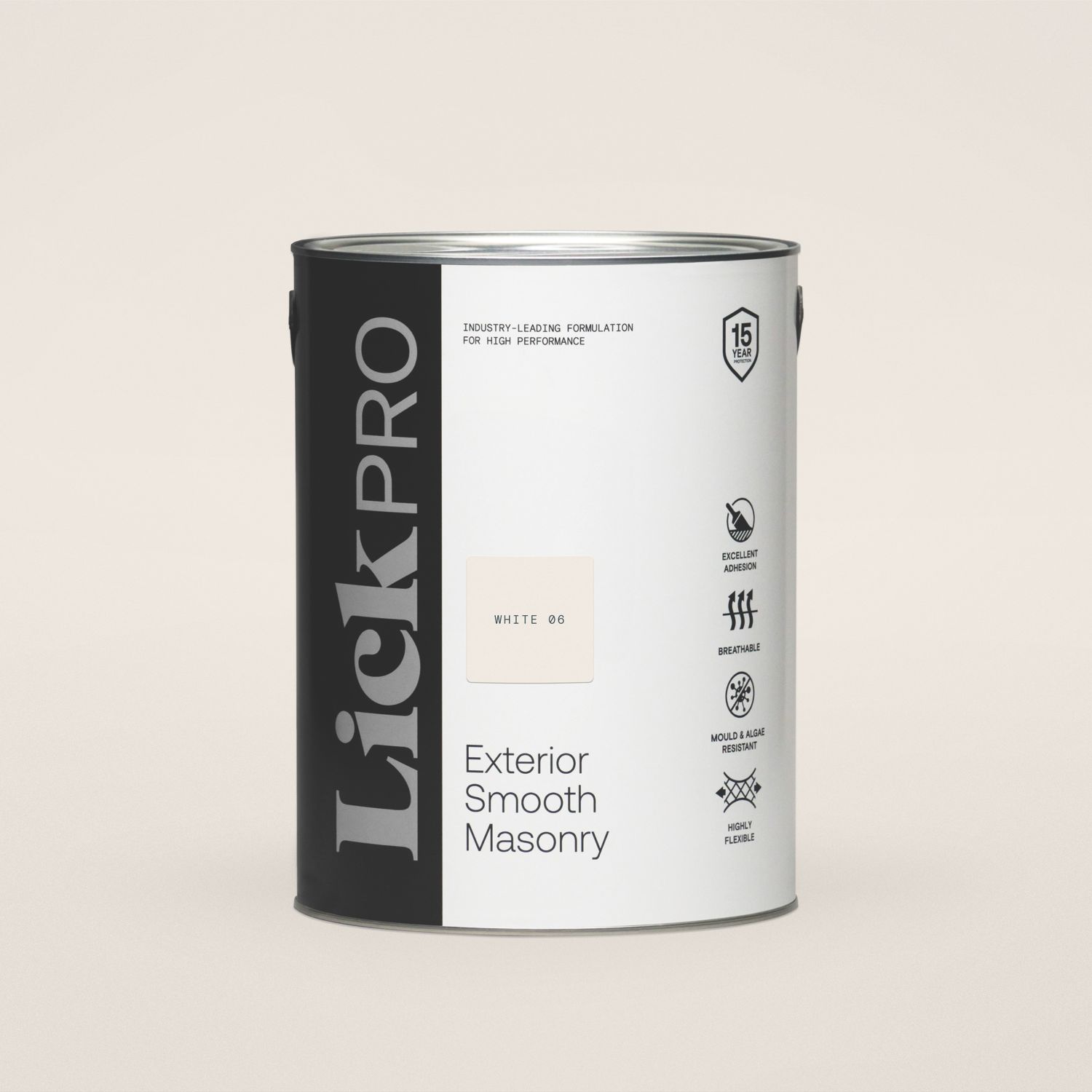 LickPro 5Ltr Smooth White 06 Masonry Paint (840FW)