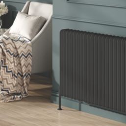 Reina 600mm x 1000mm 5646BTU Black Horizontal 2 Column Radiator