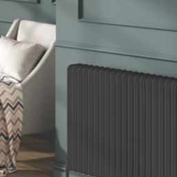 Reina 600mm x 1000mm 5646BTU Black Horizontal 2 Column Radiator