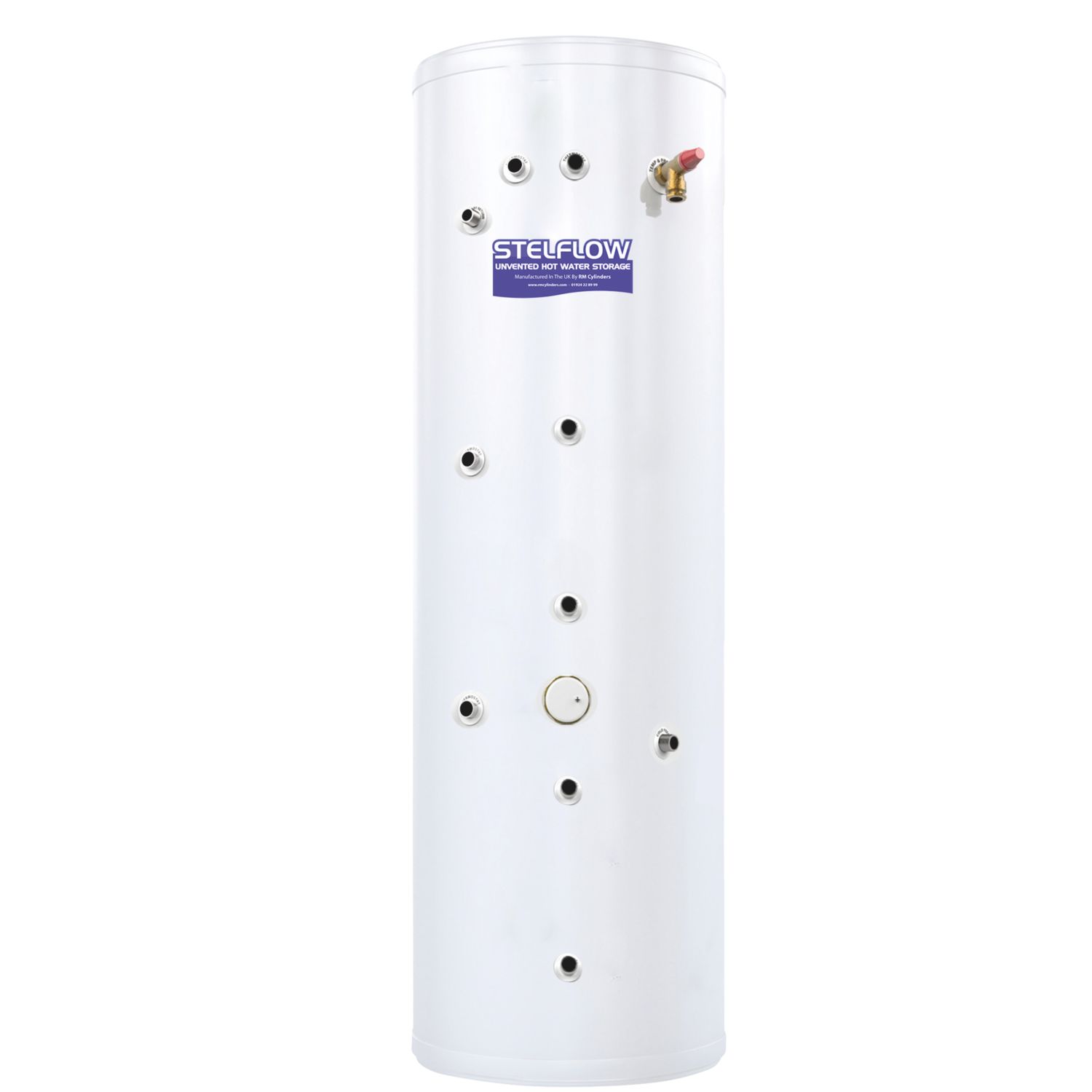 RM Cylinders Stelflow Indirect Unvented Twin Coil Hot Water Cylinder 300Ltr 3kW (840PG)