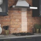 Splashback  Clear with Brushed Brass Caps Kitchen Splashback 600mm x 700mm x 6mm