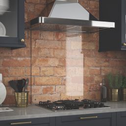 Splashback  Clear with Brushed Brass Caps Kitchen Splashback 600mm x 700mm x 6mm