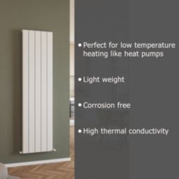 Azur Horizon 1800mm x 470mm 3511BTU White Vertical Aluminium Radiator