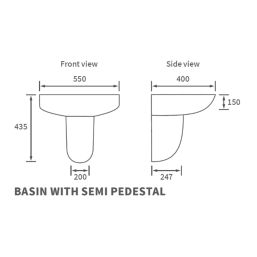 Texas Basin with Semi Pedestal 1 Tap Hole 550mm