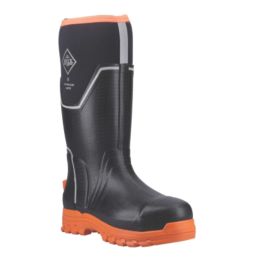 Muck Boots Grit S5 Size 10  Black & Orange  Safety Wellies