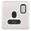 Schneider Electric Lisse Deco 13A 1-Gang DP Switched Plug Socket Brushed Stainless Steel  with Black Inserts