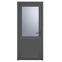 Crystal  2-Panel 1-Frosted Light LH Anthracite Grey uPVC Back Door 2090 x 890mm
