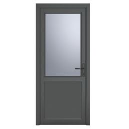 Crystal  1-Panel 1-Obscure Light Left-Handed Anthracite Grey uPVC Back Door 2090mm x 890mm